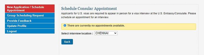 NO appointment screen
